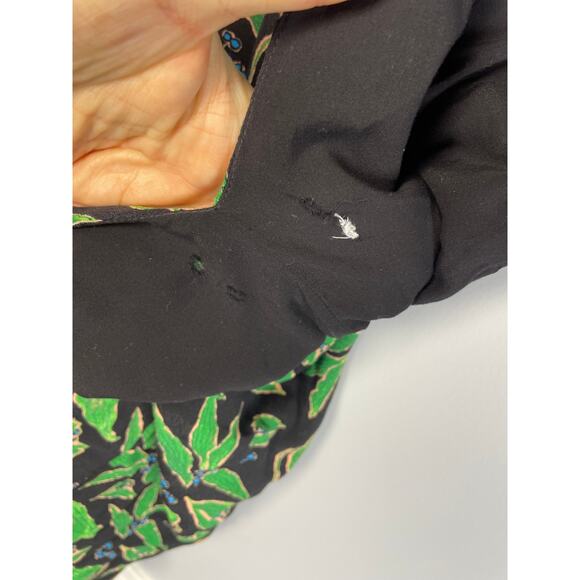 Urban Outfitters, Size Small, Black and Green Leaf Print Mini Slip Dress, EUC - Picture 6 of 7